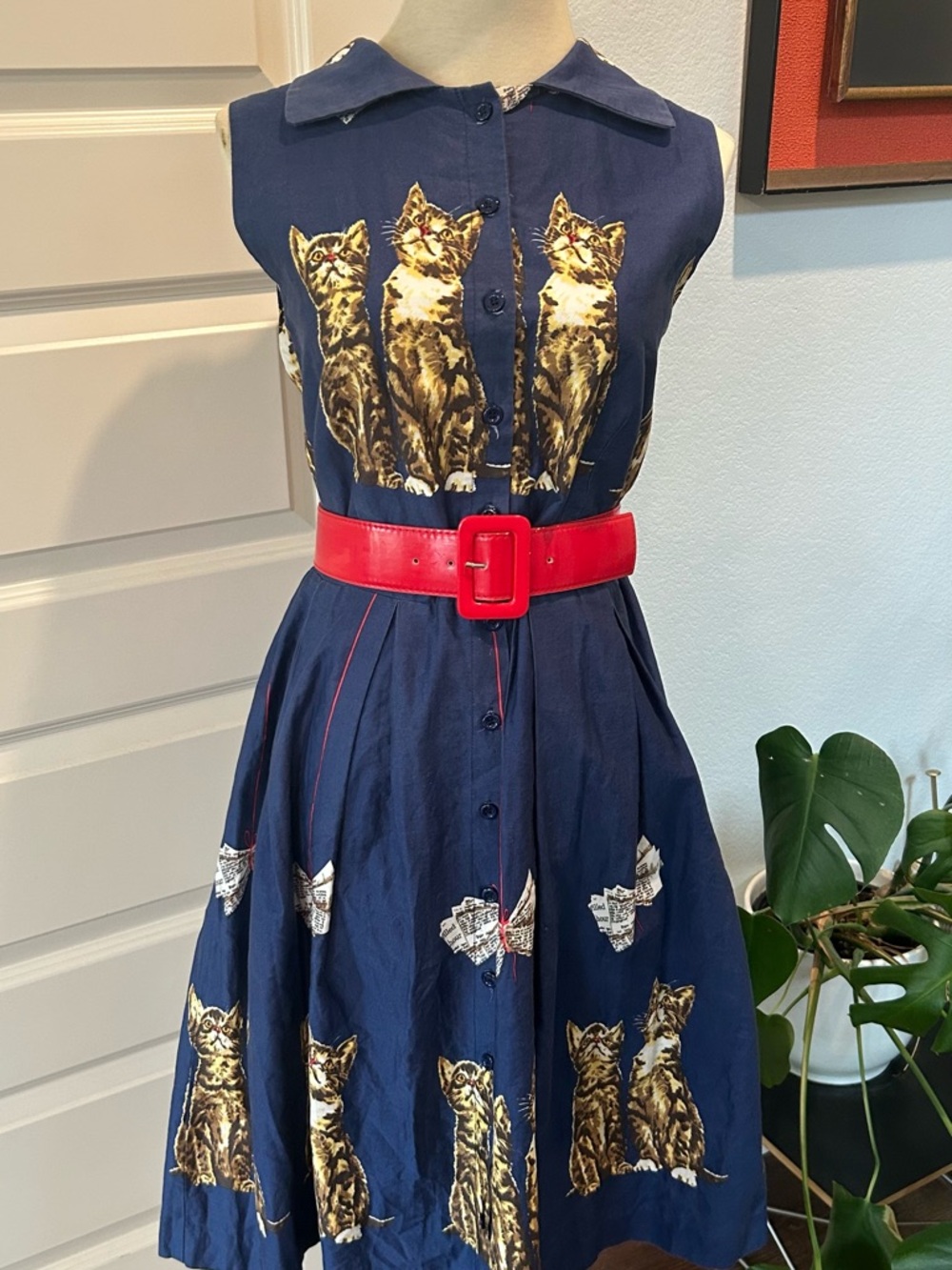 Retrospec’d Navy Feline Novelty Dress US 12